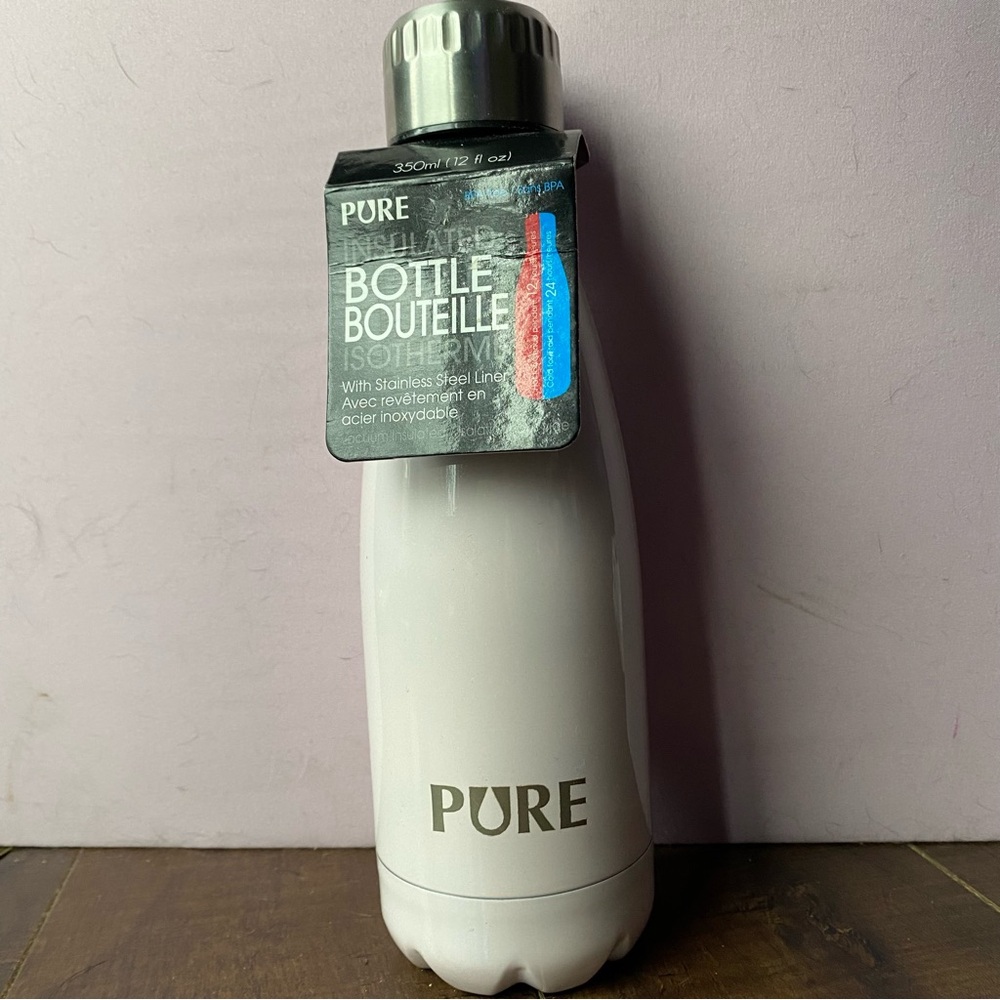 PURE Insulated Water Bottle, 350ml, Pink Stainless Steel BRAND NEW